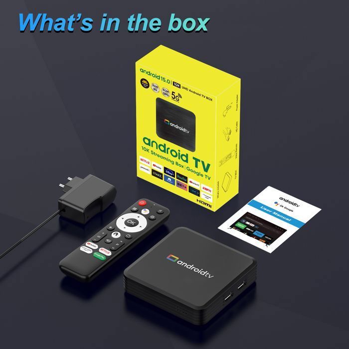 Android Box - TV Box - 4K - 2/8GB - IPTV Box - Android 15.0 - Android TV - WiFi 2.4/5.0G - Multimedia Box