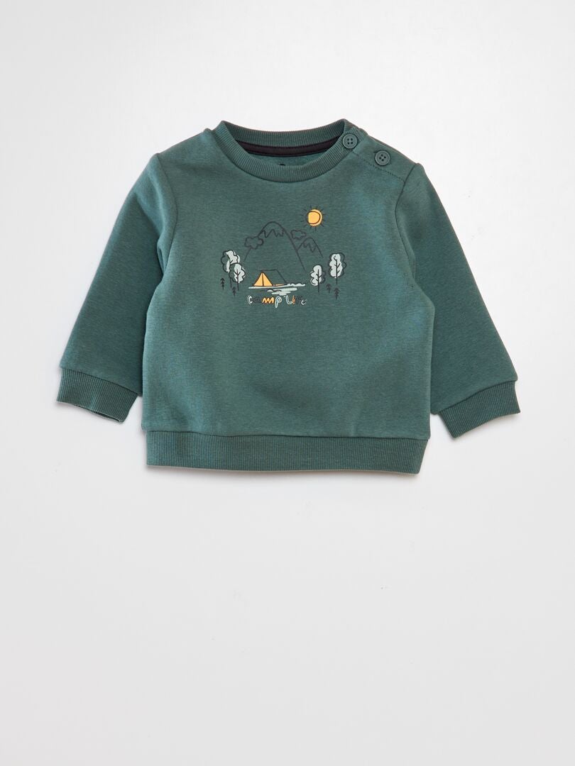 Jogging set bestaande uit sweatshirt en broek - 2-delig - Groen/Zwart