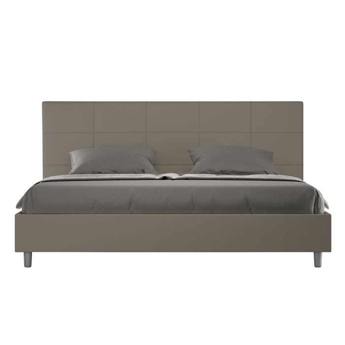 King size bed with storage - Ityhome - Mika - 200x210 cm - Cappuccino faux leather - Upholstered headboard