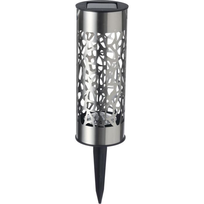 GALIX G4445 Solarpoller aus Edelstahl – Kann aufgestellt oder in den Boden eingepflanzt werden – Höhe 28 cm – Warmweiß