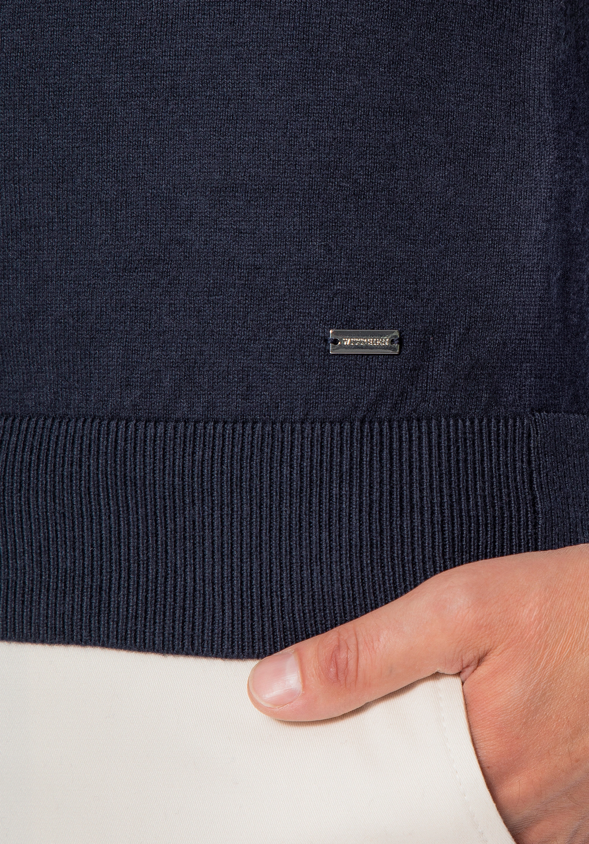 Sweter męski z bawełny z domieszką kaszmiru granatowy