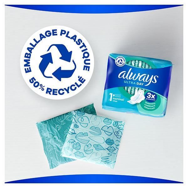 Always Ultra Normal Sanitary Pads with Wings, 14 Count