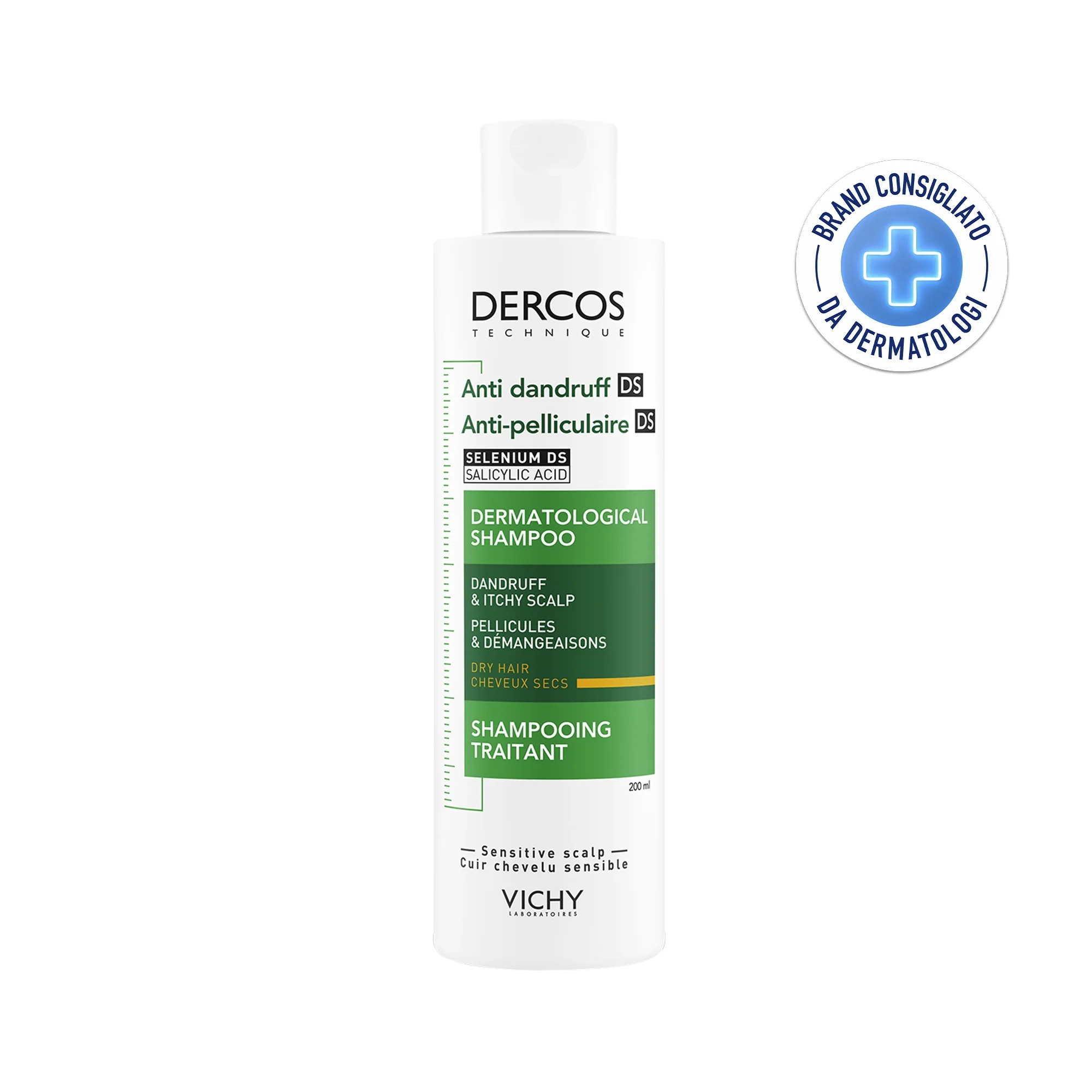 Vichy Dercos Shampoo Anticaspa 200 ml para cabelos secos