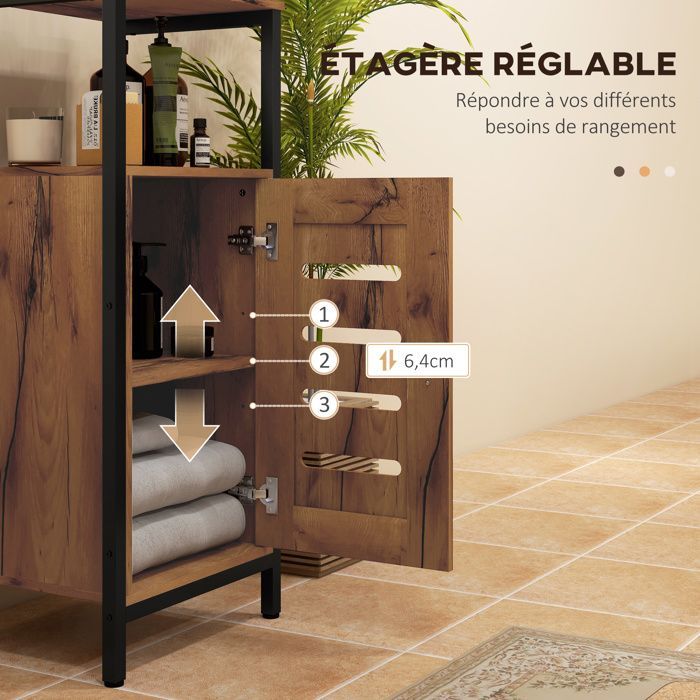 Kleankin - Bathroom cabinet - Particleboard - 37x30x85cm - Brown