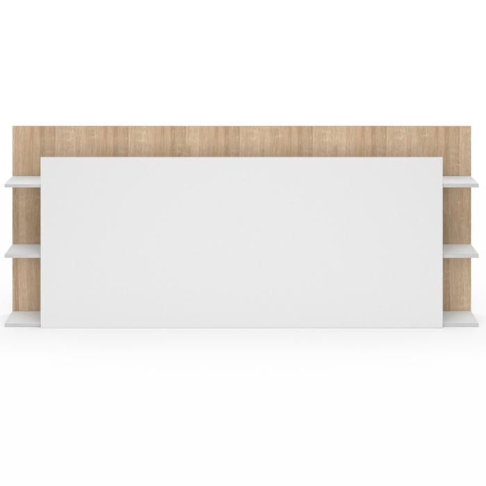 IDMARKET Tête de lit sur pied CIRI pour lit 140 et 160 cm avec rangements blanc et bois