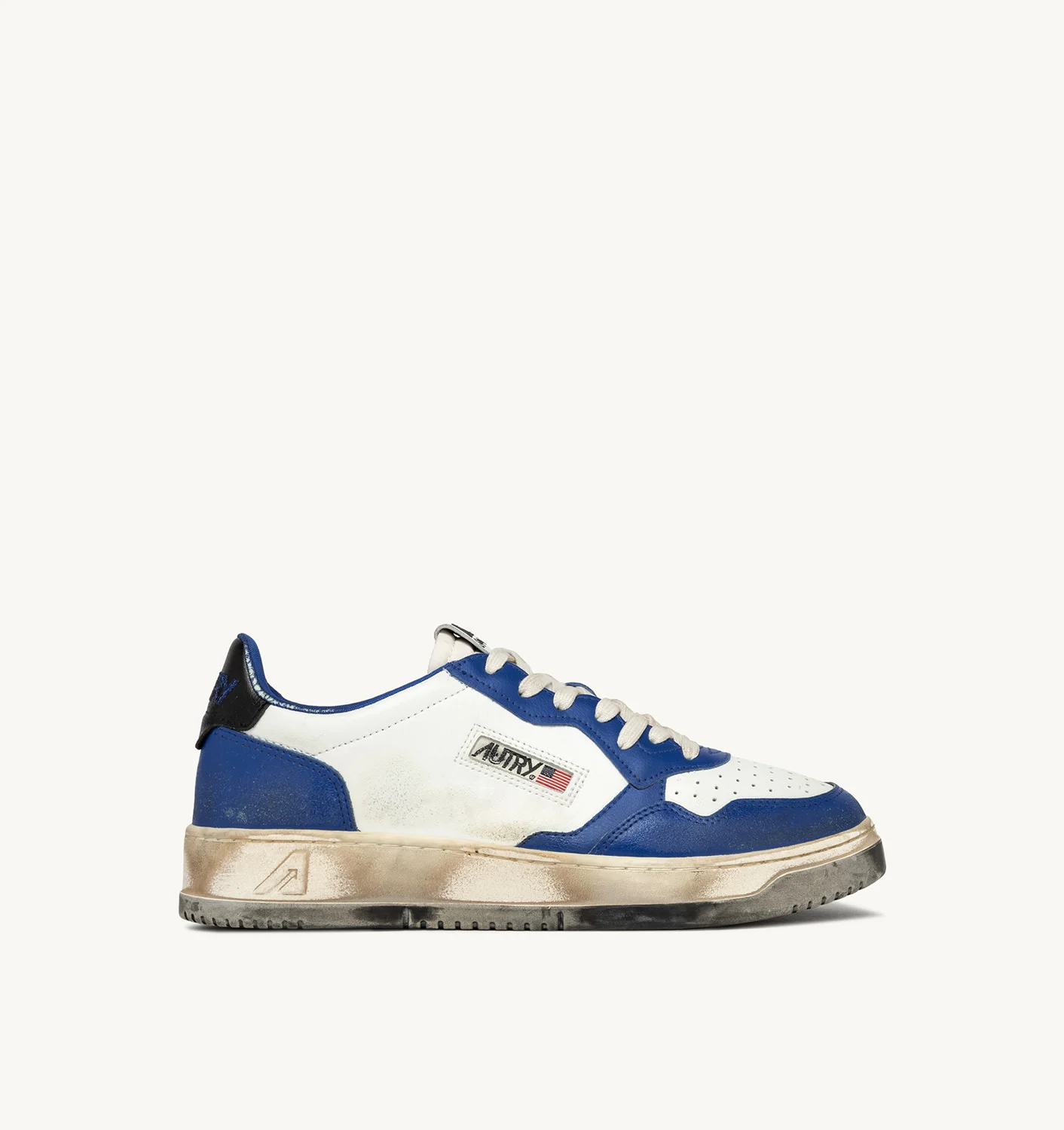 Adidași vintage Medalist Low din piele albă, albastră și neagră