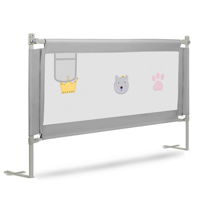 Barrière de lit pour bébé Antichute Barrière de Sécurité Enfant Lit Rabattable Portable Barrière Sécurité Enfant 200CM