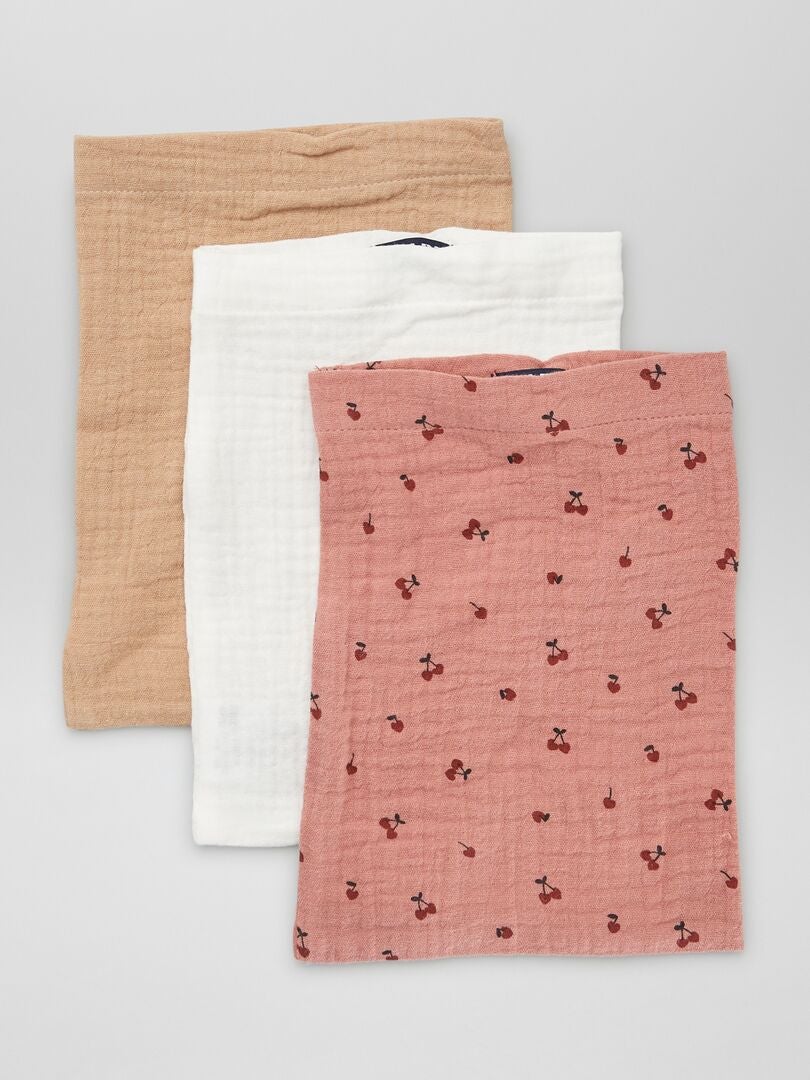 Set van 3 chenille badhandschoenen - ROZE