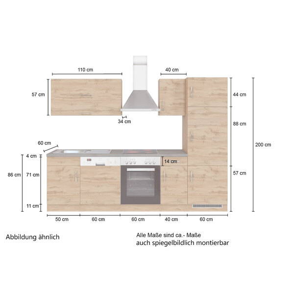 PORTO kitchen unit, 270 cm, anthracite/wotan