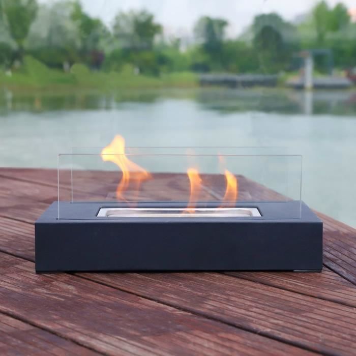 AUFUN bioethanol tabletop fireplace - Black - 35x18x14.5cm - Simple and elegant fire
