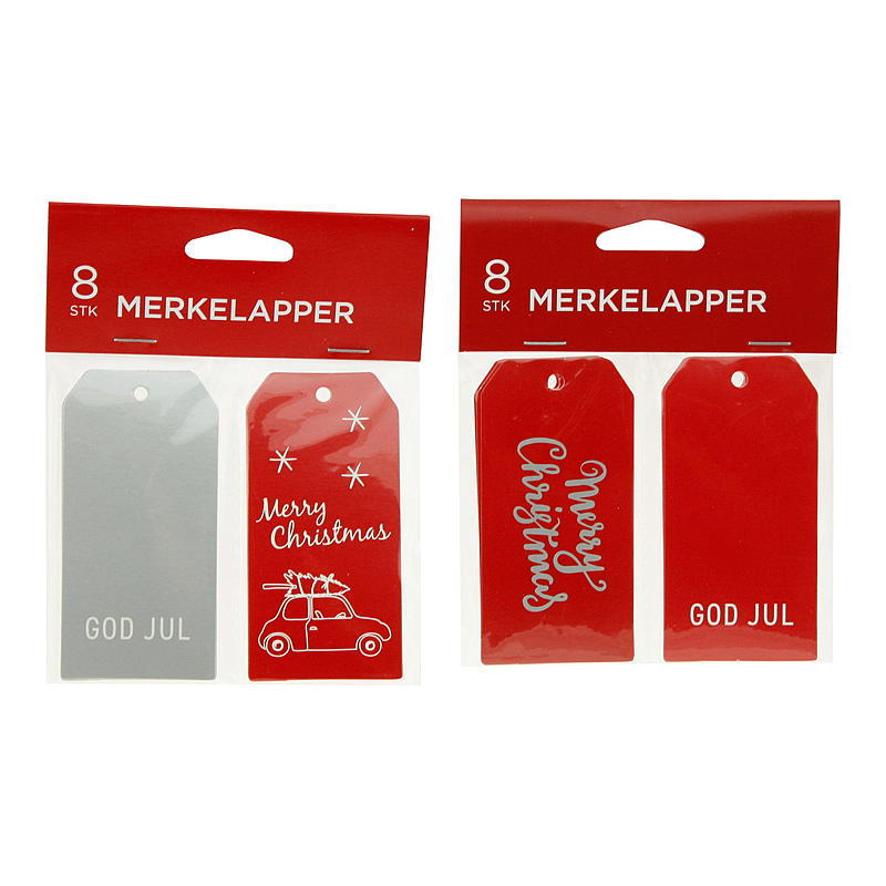 Cadeaulabels, 8 stuks, dubbelzijdig papier