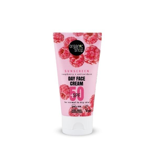 Crema solare da giorno per il viso, SPF50, per pelli normali, 50 ml, di Organic Shop
