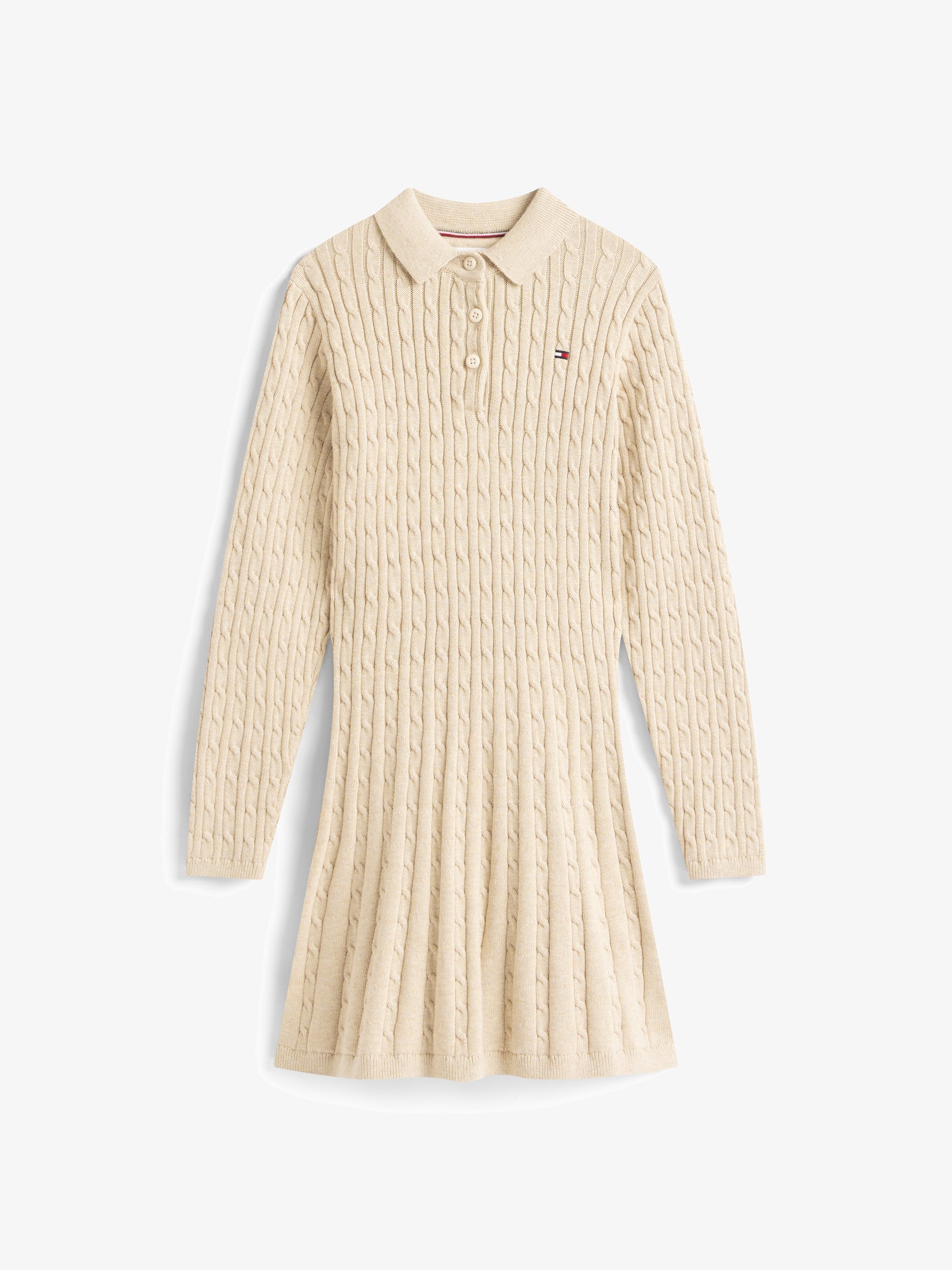 Tommy Hilfiger CABLE SWEATER DRESS - Rochie tip pulover - malted milk