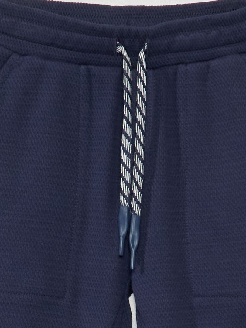 Joggingbroek van katoenpiqué - Slim Fit - Blauw/Zwart