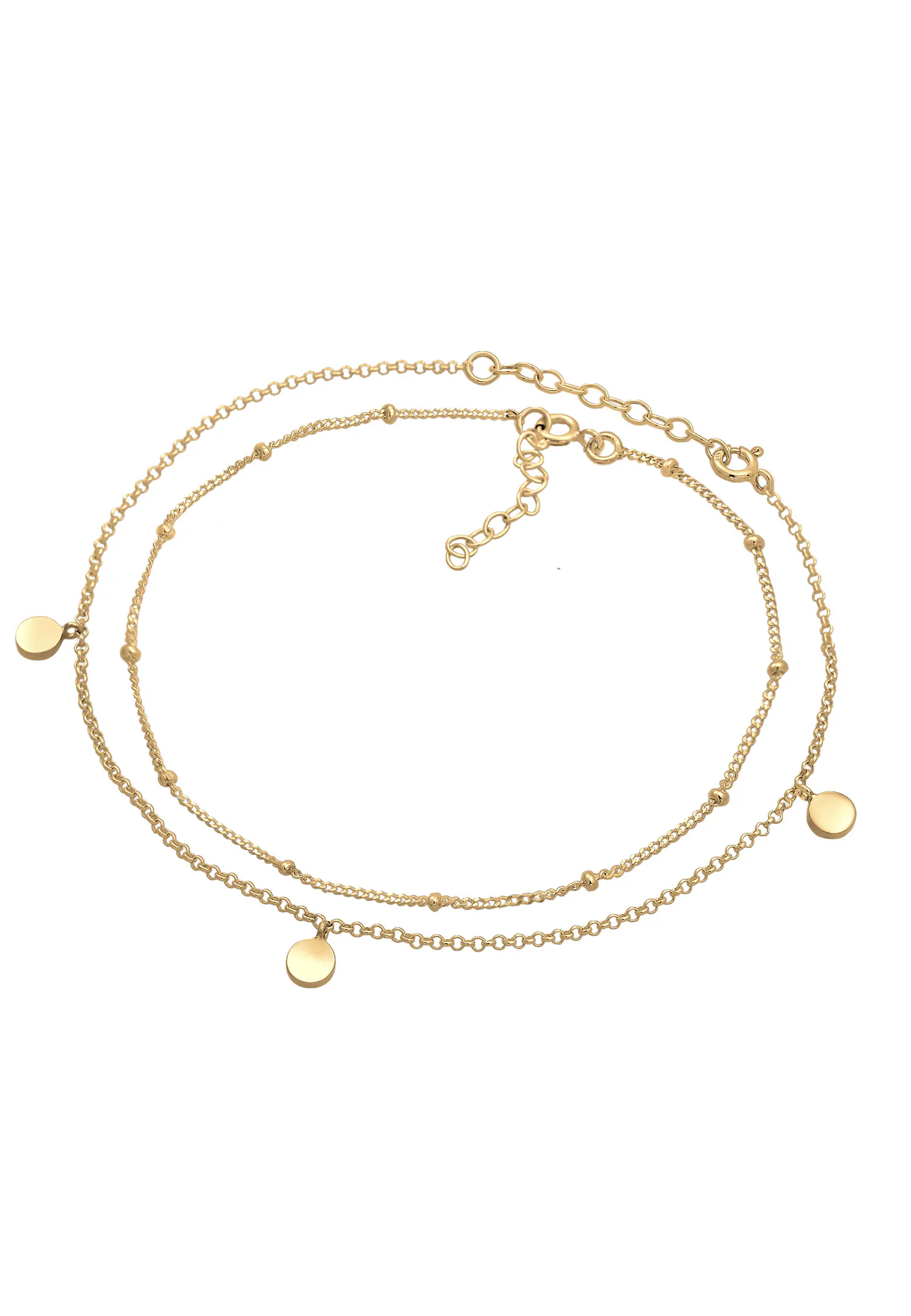 Elli de Cheville Plaquette à Chaîne à Billes Bracelet Femme - (925/1000) Argent