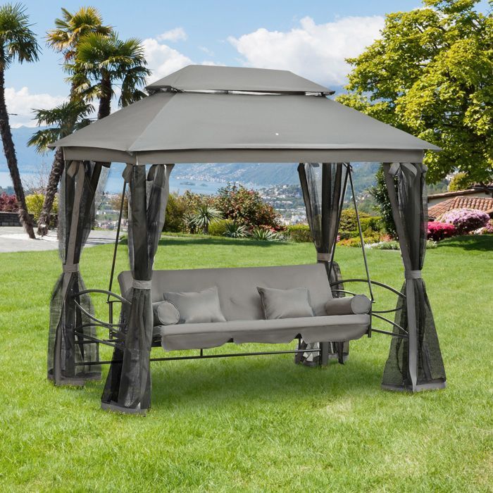 Outsunny - Balancelle - Acier - 232x149x245cm - Gris