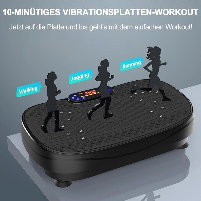 Vibration Plate Fitness - Resistance Bands with Speed Control - Black 53x32x13cm - Complete Home Workout