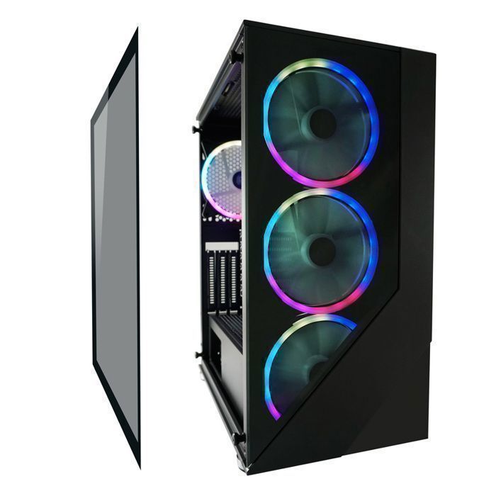 Case per PC da gaming - LC-POWER - Gaming 803B - 4 ventole ARGB - Vetro temperato - Compatibile con ATX - Pannello I/O moderno