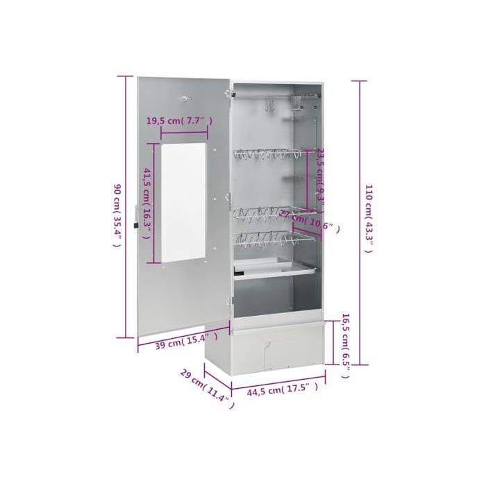 Fumoir à viande extérieur - vidaXL - Acier galvanisé - 44,5x29x110 cm - Thermomètre intégré - Vitre pour surveillance