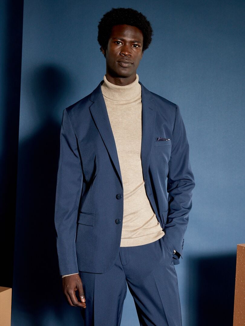 Blazer de corte reto - azul marinho