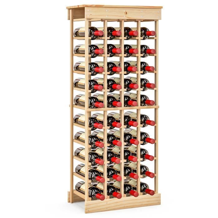 Botellero de madera maciza de pino COSTWAY para 40 botellas, estante modular para vino, ideal para bar o cocina, 46,5 x 27,5 x 113 cm.