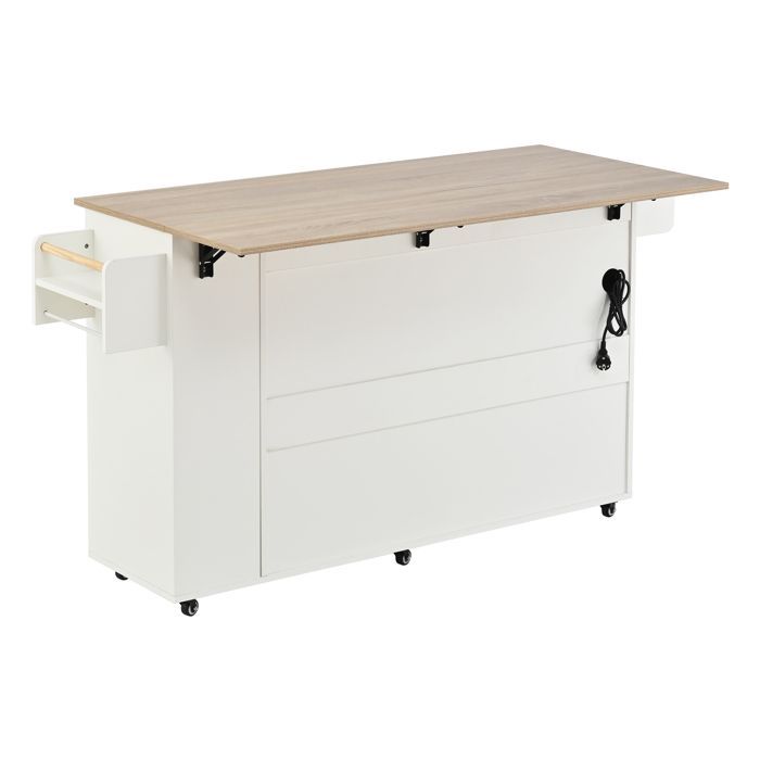 Isla central - CDISPLAY - Mueble de cocina con almacenamiento - 135 × 40 × 90 cm - blanco