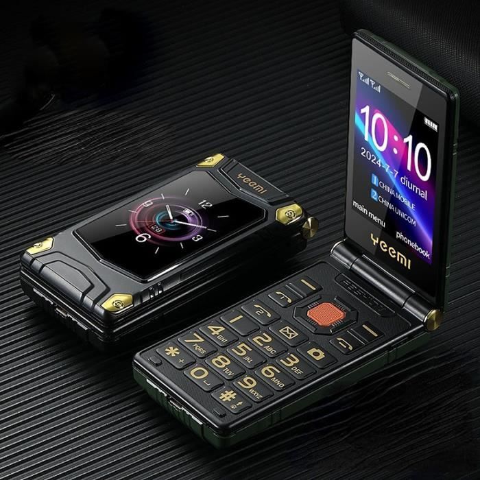Grote mobiele telefoon met knoppen voor senioren, FM-klaptelefoon, dubbel 2,8 inch LCD-scherm, extra luid volume, SOS-knop, 6800 mAh-batterij