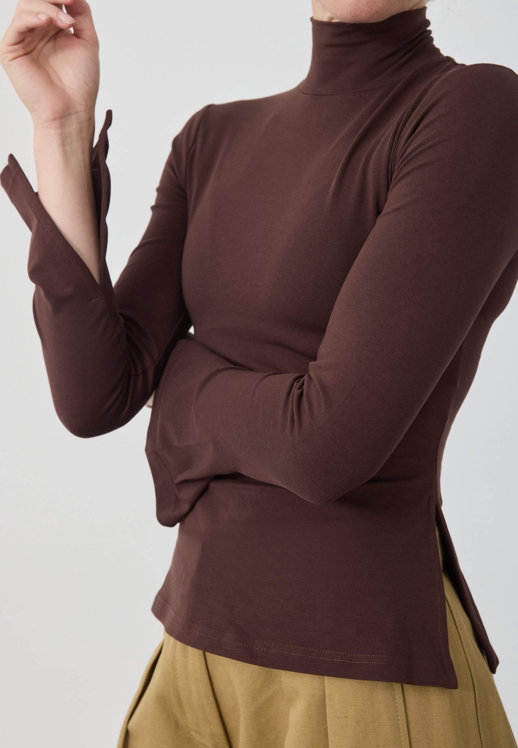 Anna Field top met lange mouwen - donkerbruin
