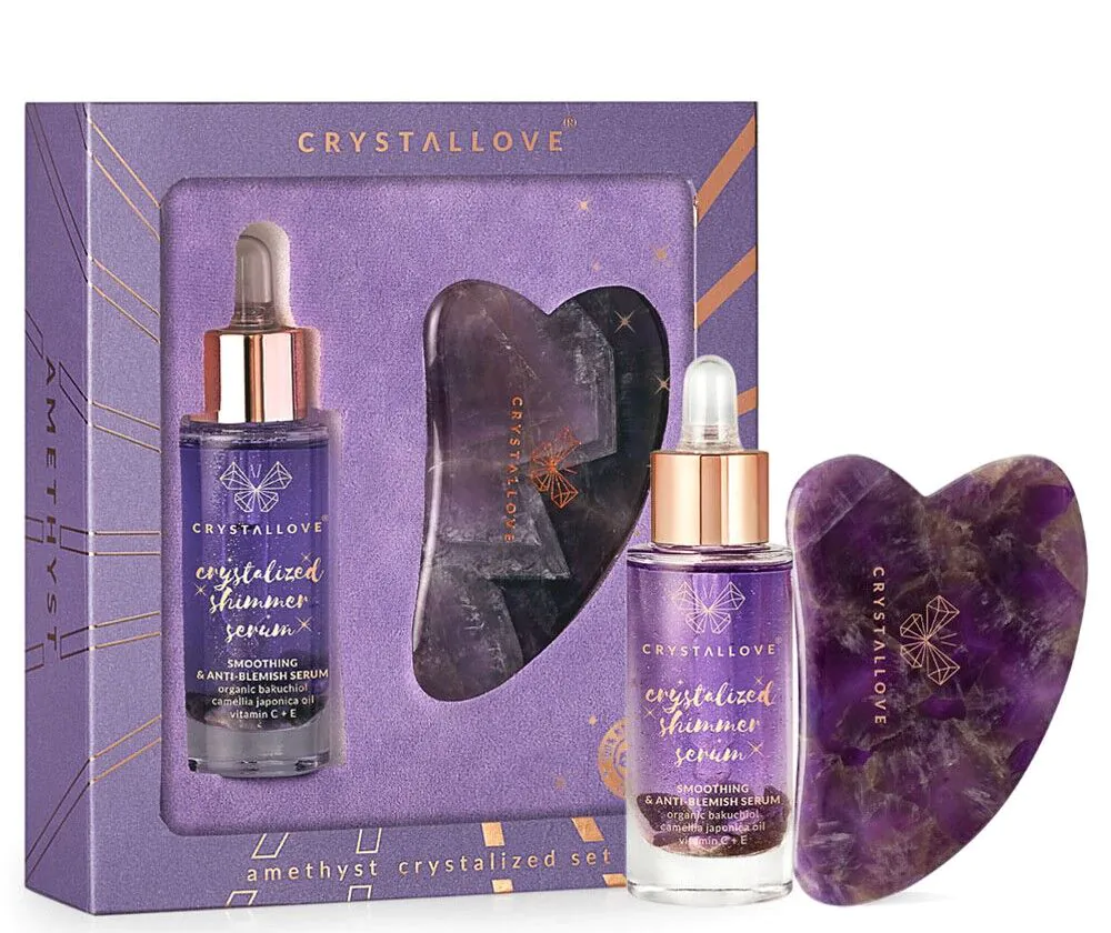 Crystallove serum do twarzy z Ametysem + Płytka do Masażu Gua Sha