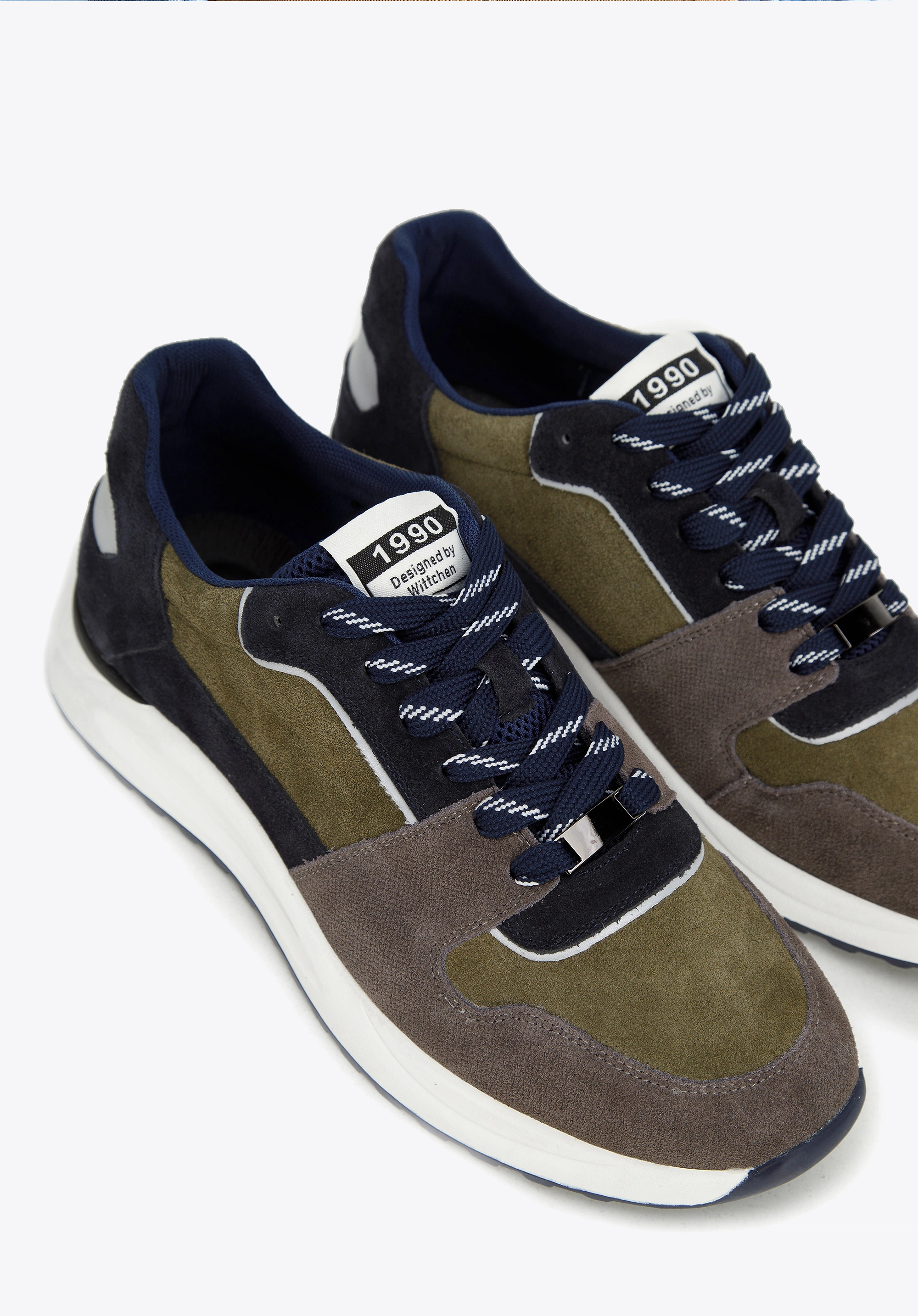 Męskie sneakersy z odblaskową wstawką zielono-szare