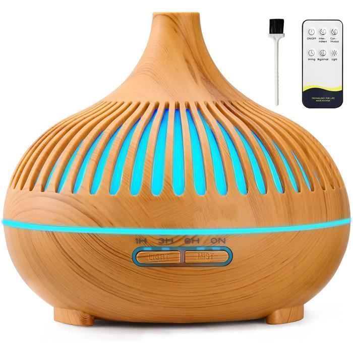 Difusor de aceites esenciales de 550 ml, humidificador ultrasónico con control remoto y 15 luces LED para el hogar, yoga u oficina.