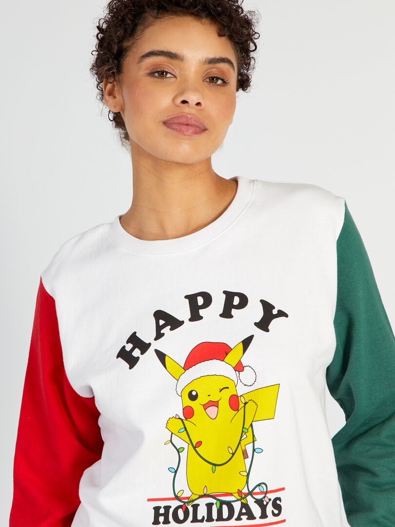 Pijama navideño de Pikachu - Blanco/Rojo