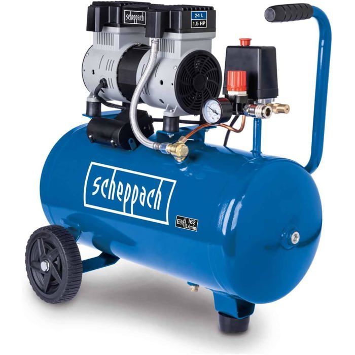 Horizontaler Luftkompressor Scheppach – HC26Si – 24 l – 1100 W – 8 bar – 1,5 PS