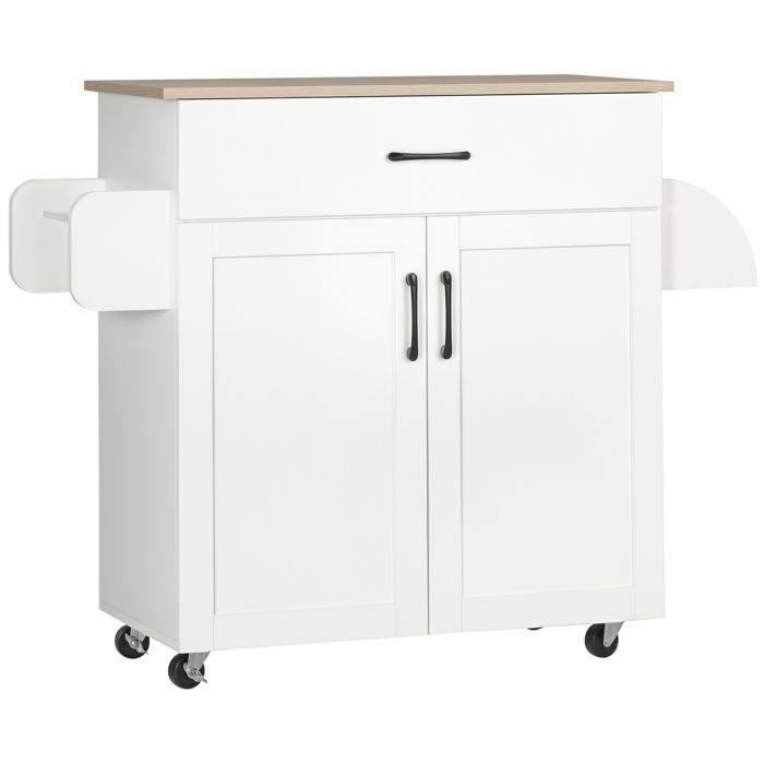 HOMCOM - Carrito de cocina - Tablero de partículas - 105x36x85cm - Blanco