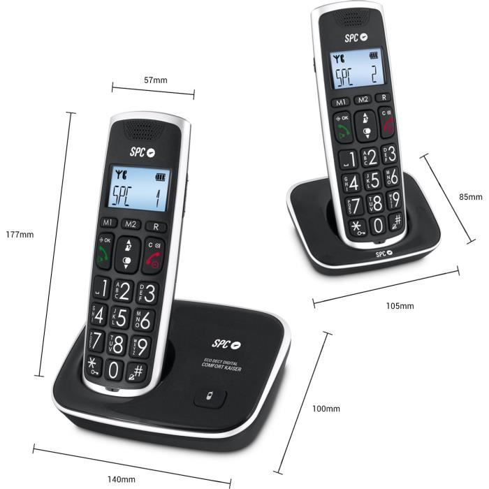 SPC 7609N Téléphone DECT DUO Grandes Touches AG20 ID LCD E
