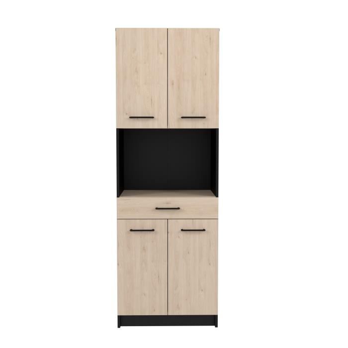 IDEM keukendressoir - Eikenhout en zwarte afwerking - 4 deuren + 1 lade - B 60 x D 42 x H 177 cm
