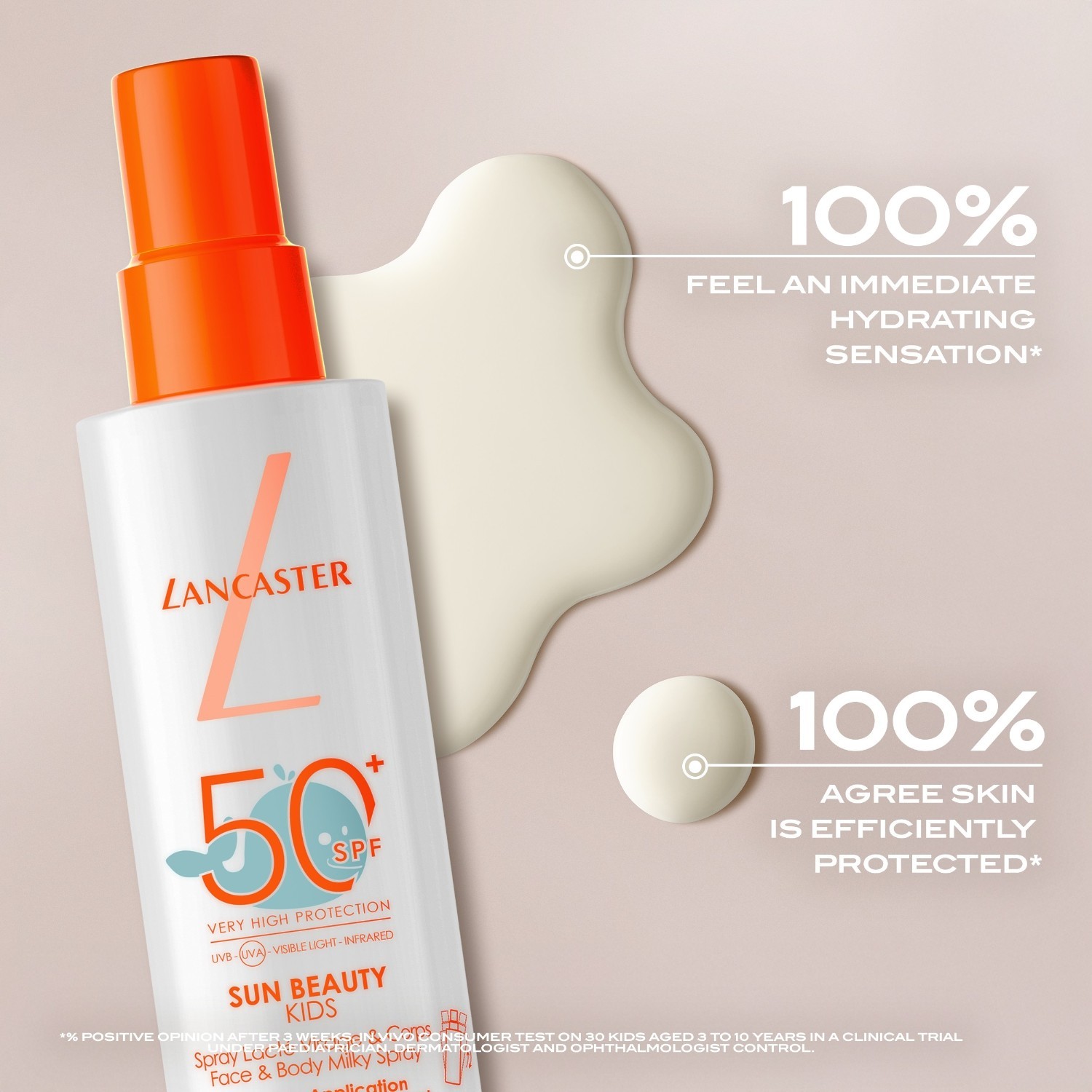 „Lancaster Sun Beauty Kids“ pieninis purškiklis su SPF 50 – 150 ml