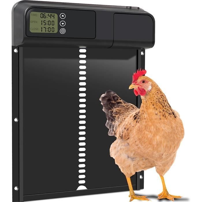 Porte de Automatique Poulailler avec Minuterie Anti-pincement,Porte Poulailler en Alliage D'aluminium, Écran LED Programmable