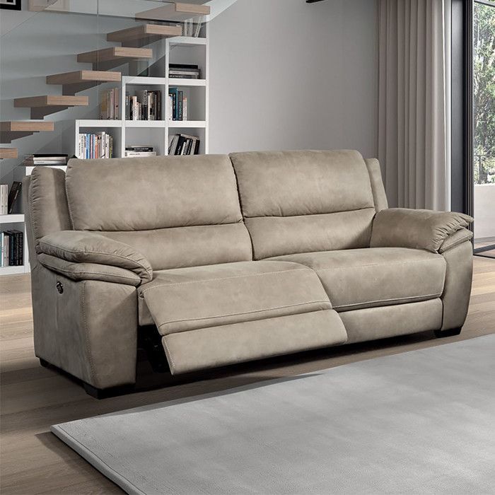 ASTIO - Canapé Relax Electrique 3 Places Tissu Majestic Beige