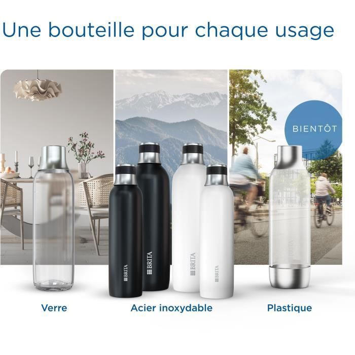 Paquete de 2 botellas BRITA - Para máquinas SodaTRIO - Capacidad de 1 L - Vidrio