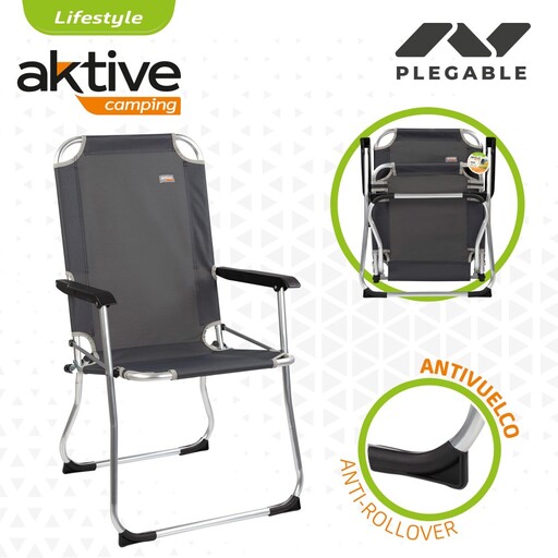  Cadeira de camping dobrável de alumínio Aktive com fixação fixa