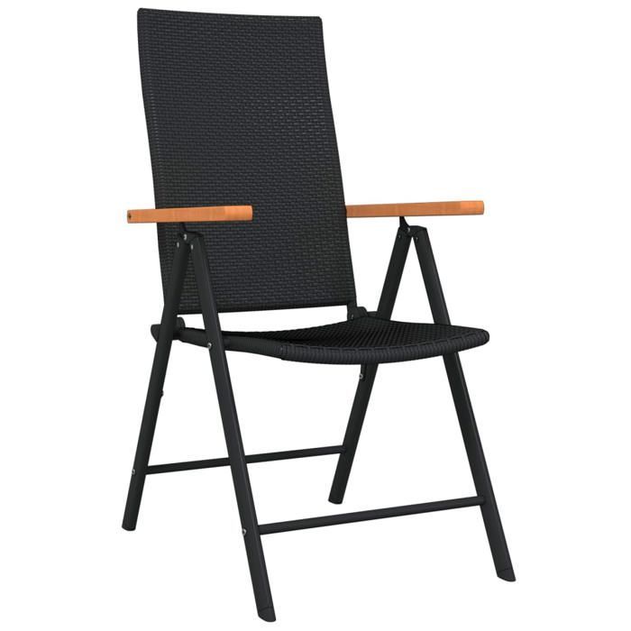 Conjunto de comedor de jardín - BURKE - 3 piezas - Negro - Mesa 80x80x74 cm - Silla 55x64x105 cm