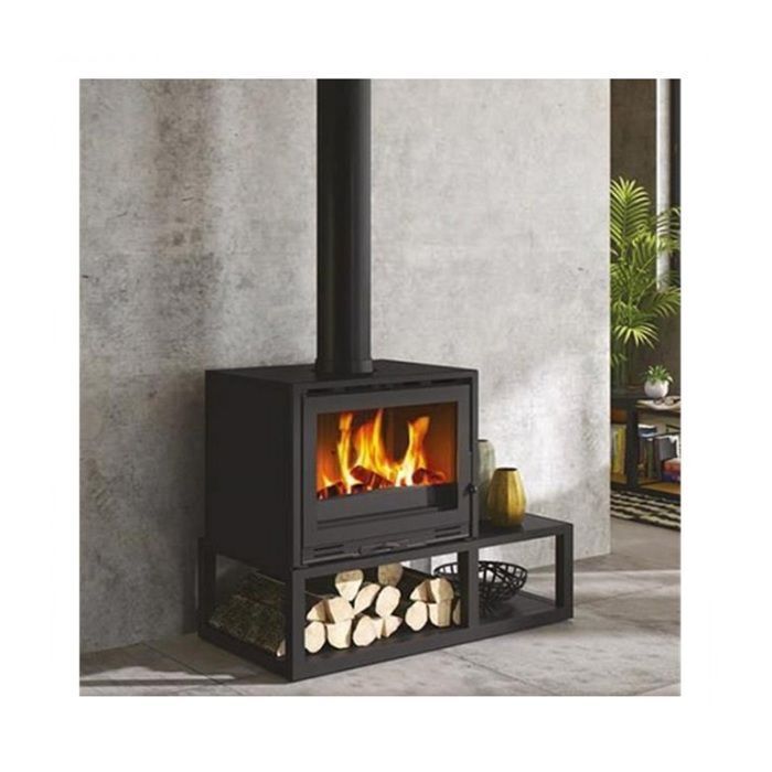 Stufa a legna Godin in ghisa da 10 kW, nera - 411109NOIR