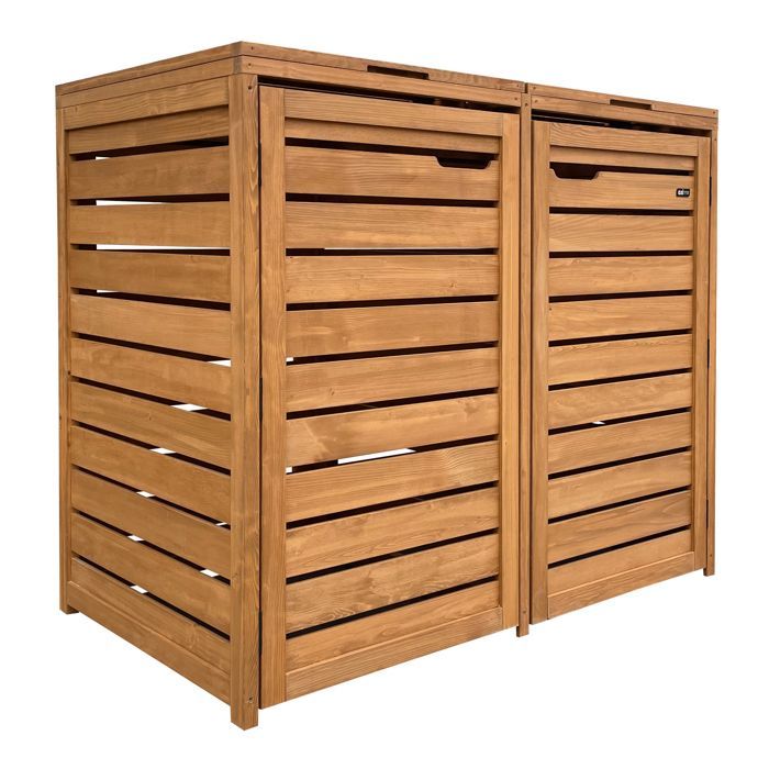 Refugio para contenedores de madera AXI Lex Brown - Recinto para 2 contenedores - Máx. 240L - Refugio para contenedores de exterior con excelente