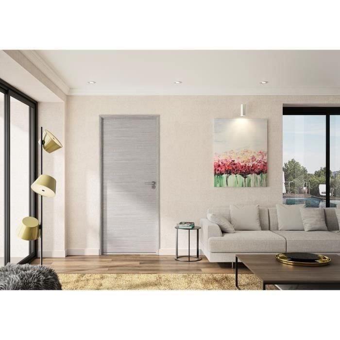 Bloque de puerta ajustable OPTIMUM, acabado en roble gris claro, BILBAO - 204 x 83 cm, izquierda