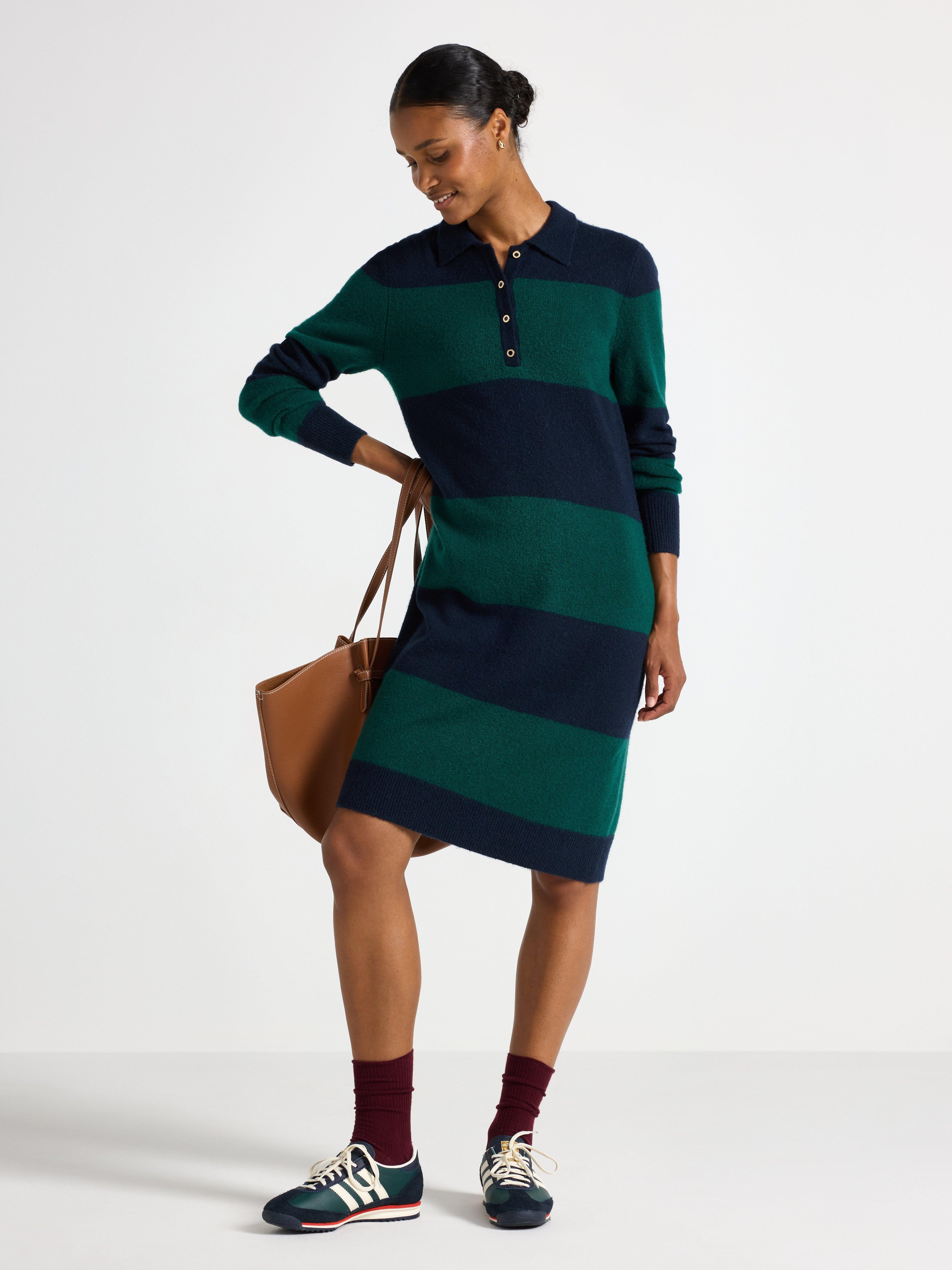 Minivestido de punto fino verde oscuro