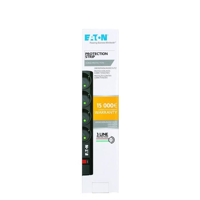 Stekkerdoos/overspanningsbeveiliging - EATON Beschermingsstrip 4 FR - PS4F - 4 Franse stopcontacten - Zwart
