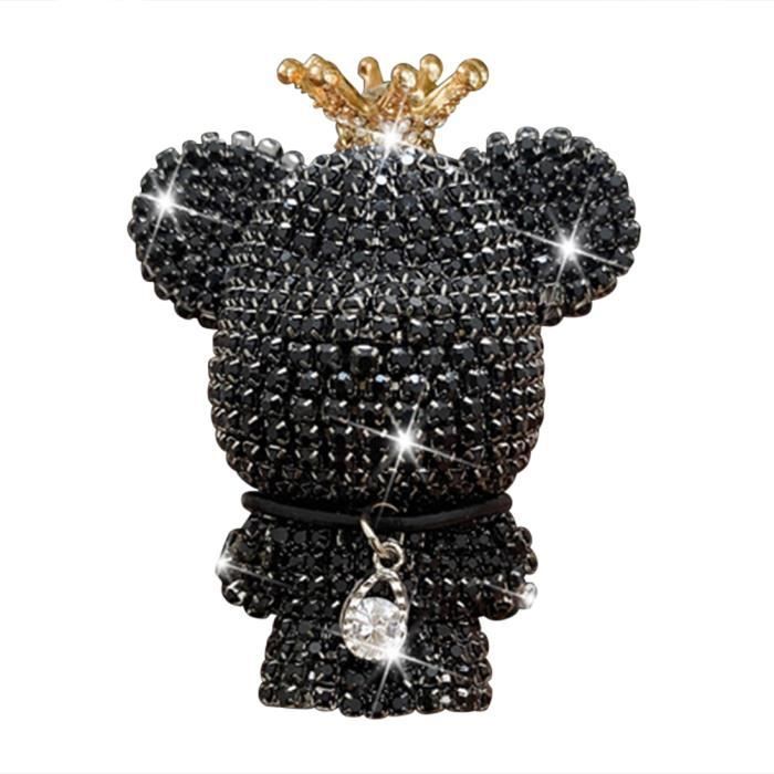 Ambientador - OMABETA - Decoración para el interior del coche - Aroma - Diamantes de imitación - Oso negro
