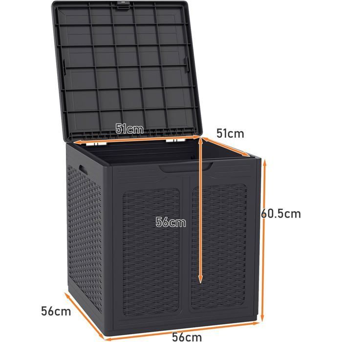 Caja de almacenamiento exterior GIANTEX de 145 litros, PP impermeable con tapa con cerradura, diseño de ratán, asas laterales, color marrón.