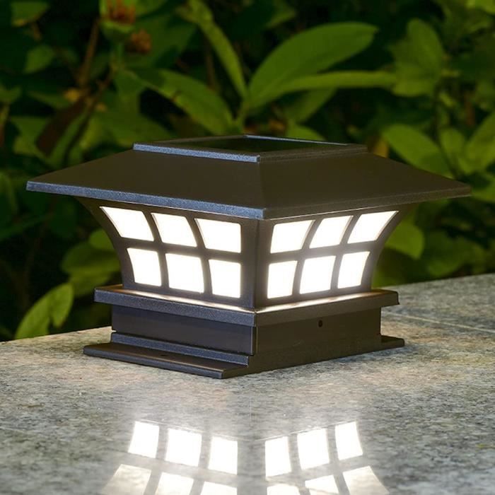 Lámpara de columna tipo bolardo moderna con tapa solar para exteriores, iluminación exterior, lámpara de pilar exterior de ABS, resistente al agua IP65 Stigma Light[349]